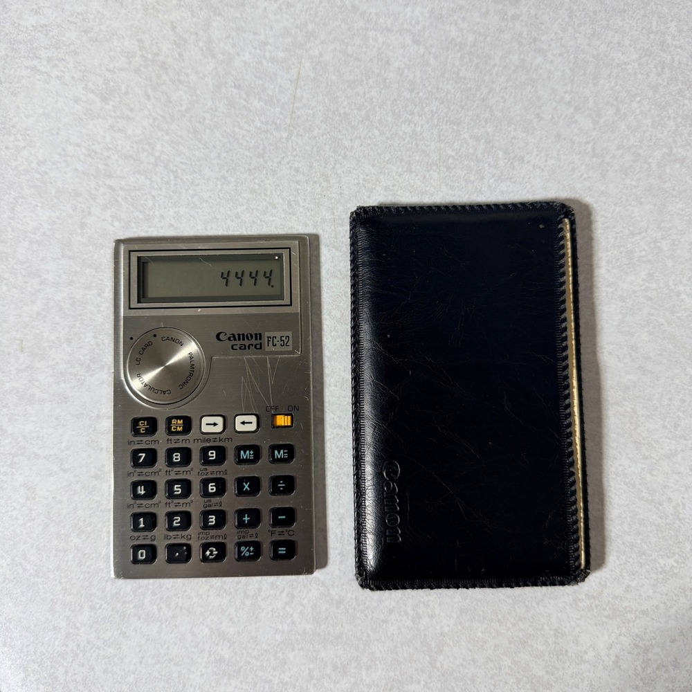 Vintage Canon Card FC-52 Palmtronic Calculator with Case and Manual Japan Made